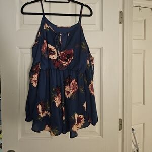 Peach Love California Navy Floral Shorts Romper Size M